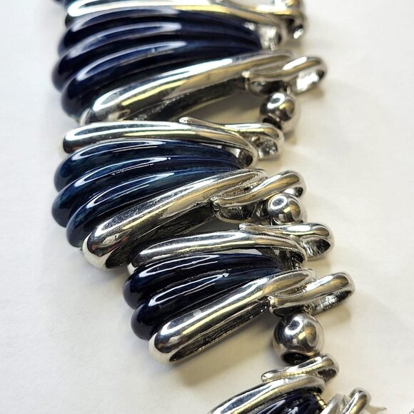 Blue Bib Statement Necklace With Earrings - Picture 13 of 15